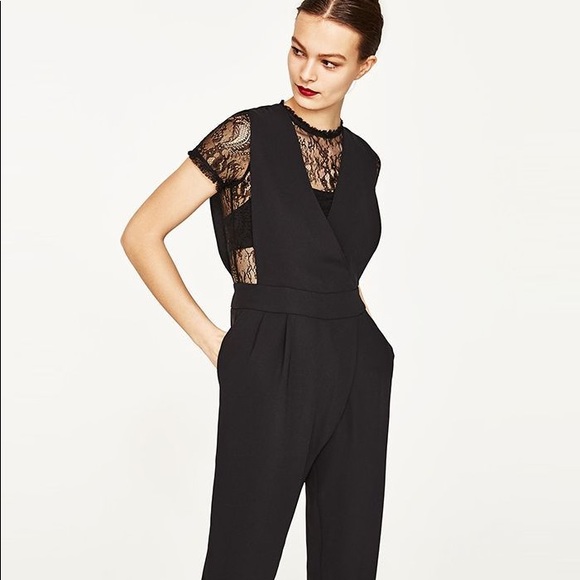 Zara black lace jumpsuit. Size XS. - Picture 2 of 8